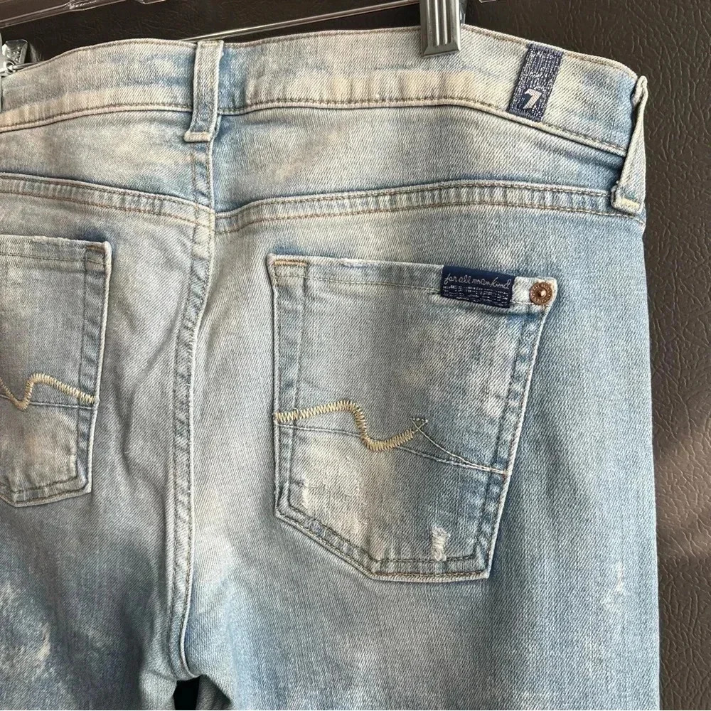 7 For All Mankind Josefina Distressed Bleached Skinny Boyfriend Jeans Size 26 - Picture 6 of 8